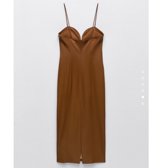 $120 Zara Faux Leather Dress Midi Brown - Picture 16 of 16